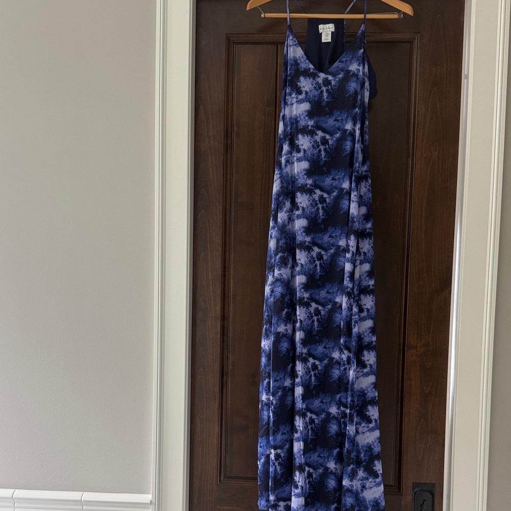 Nicole Miller Blue and Black Maxi Dress